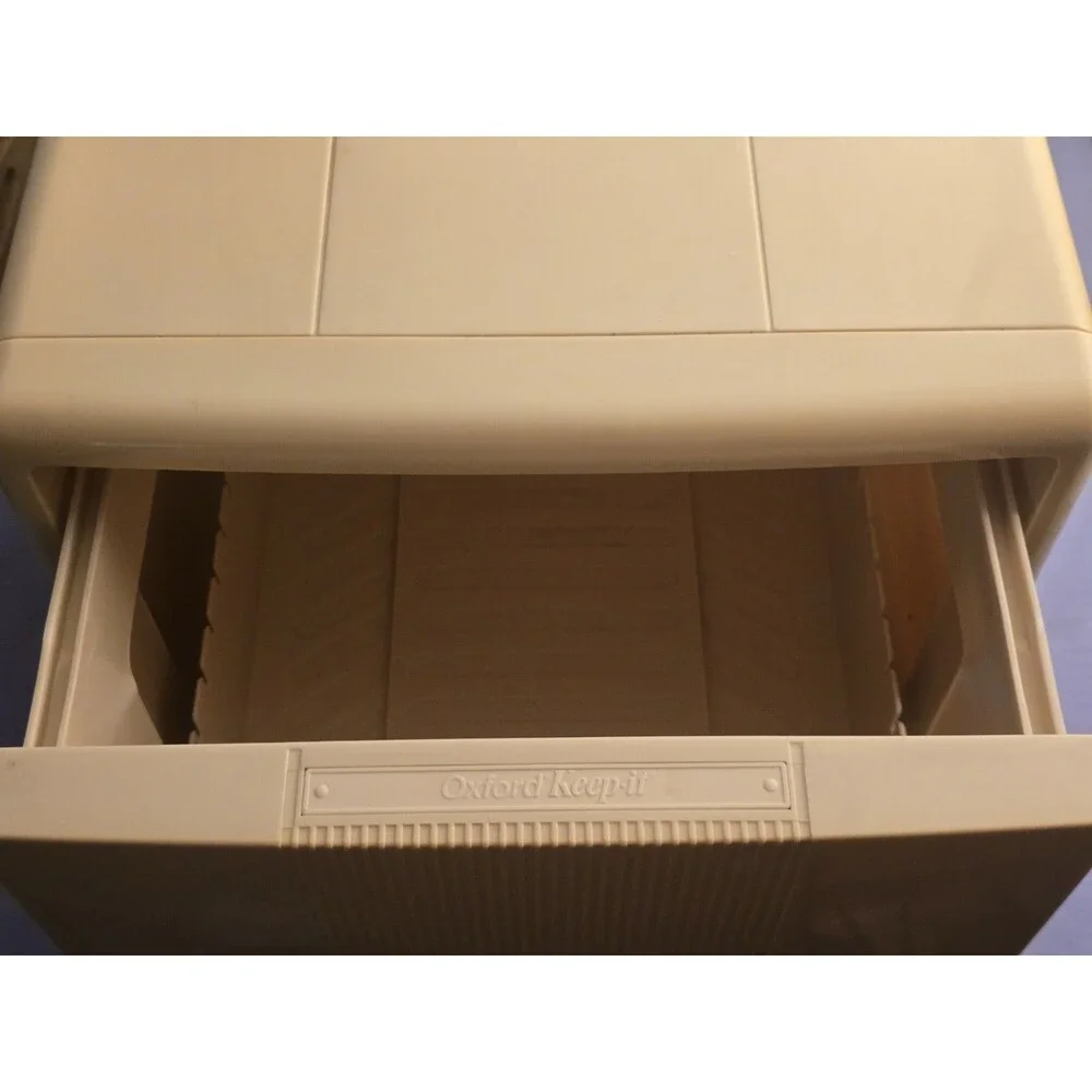 Vtg 80s Oxford Keep-it Stackable File Drawer Box Esselte Pendaflex Rare Beige...